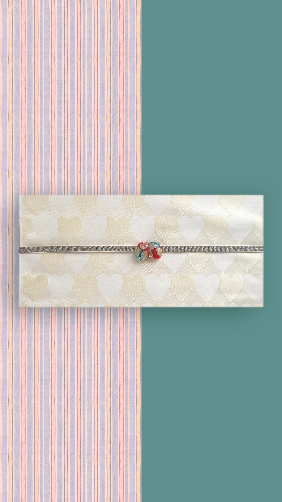 閃光舎 ガラスの帯留め 水色 花 オレンジ クリア 透明 とんぼ玉 2267