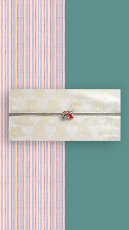 閃光舎 ガラスの帯留め 水色 花 オレンジ クリア 透明 とんぼ玉 2267