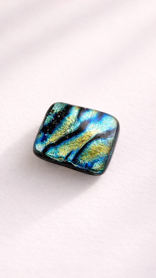 閃光舎 ガラスの帯留め 螺鈿風 2278