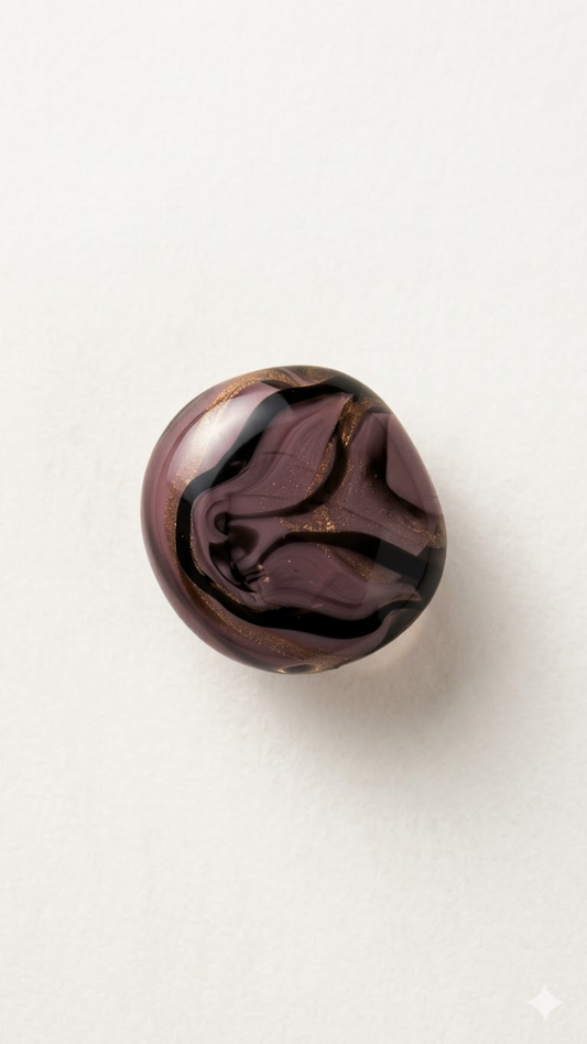 閃光舎 ガラスの帯留め サークル くすんだ紫 葡萄鼠 金  2293