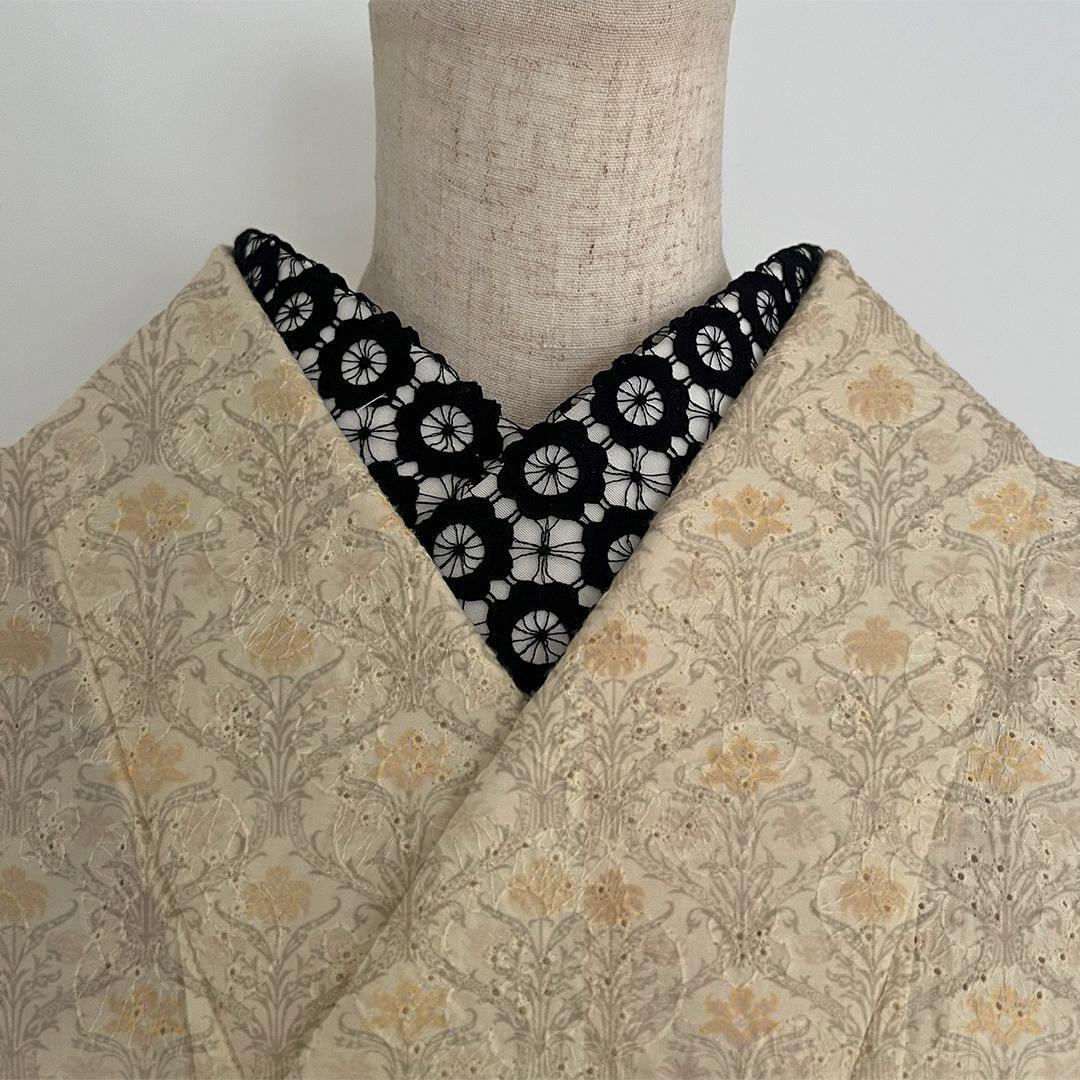 半衿 クッキーフラワー ブラックレース 黒 半襟 花 かわいい 成人式 前撮り