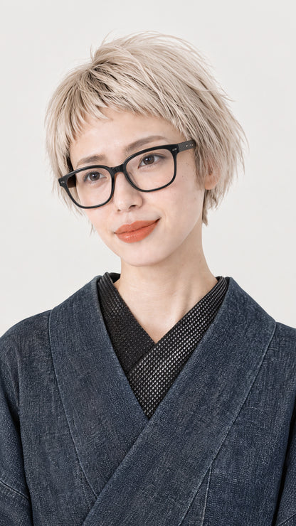半衿 グランジドット ブラック メタリック クール ストレッチ