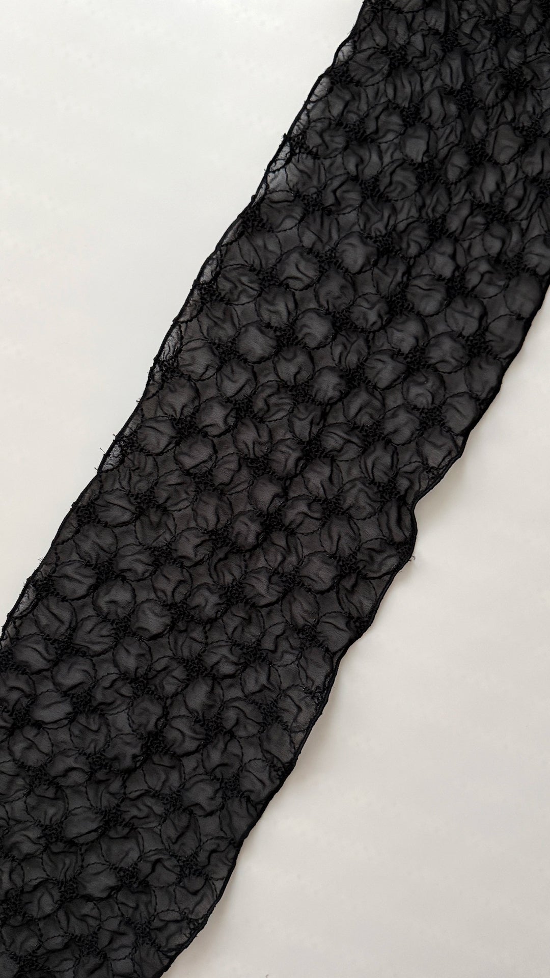 半衿 花七宝の刺繍 シフォン・ノワール 黒 半襟 成人式