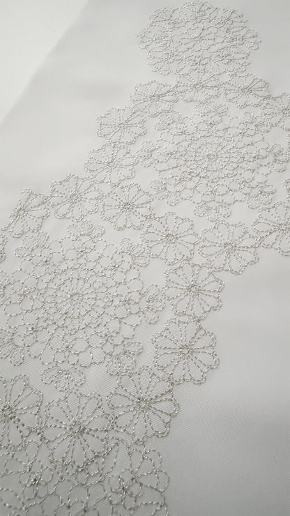 半衿 菊てまり 刺繍 白 銀 半襟 成人式