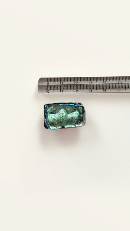 ガラスの帯留め 長方形 水色 ガンメタ 2399