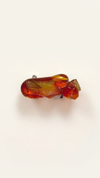 ガラスの帯留め オレンジ 黄 キャンディ 金魚 2400
