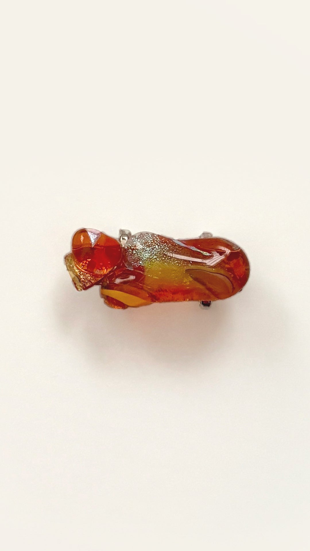 ガラスの帯留め オレンジ 黄 キャンディ 金魚 2400