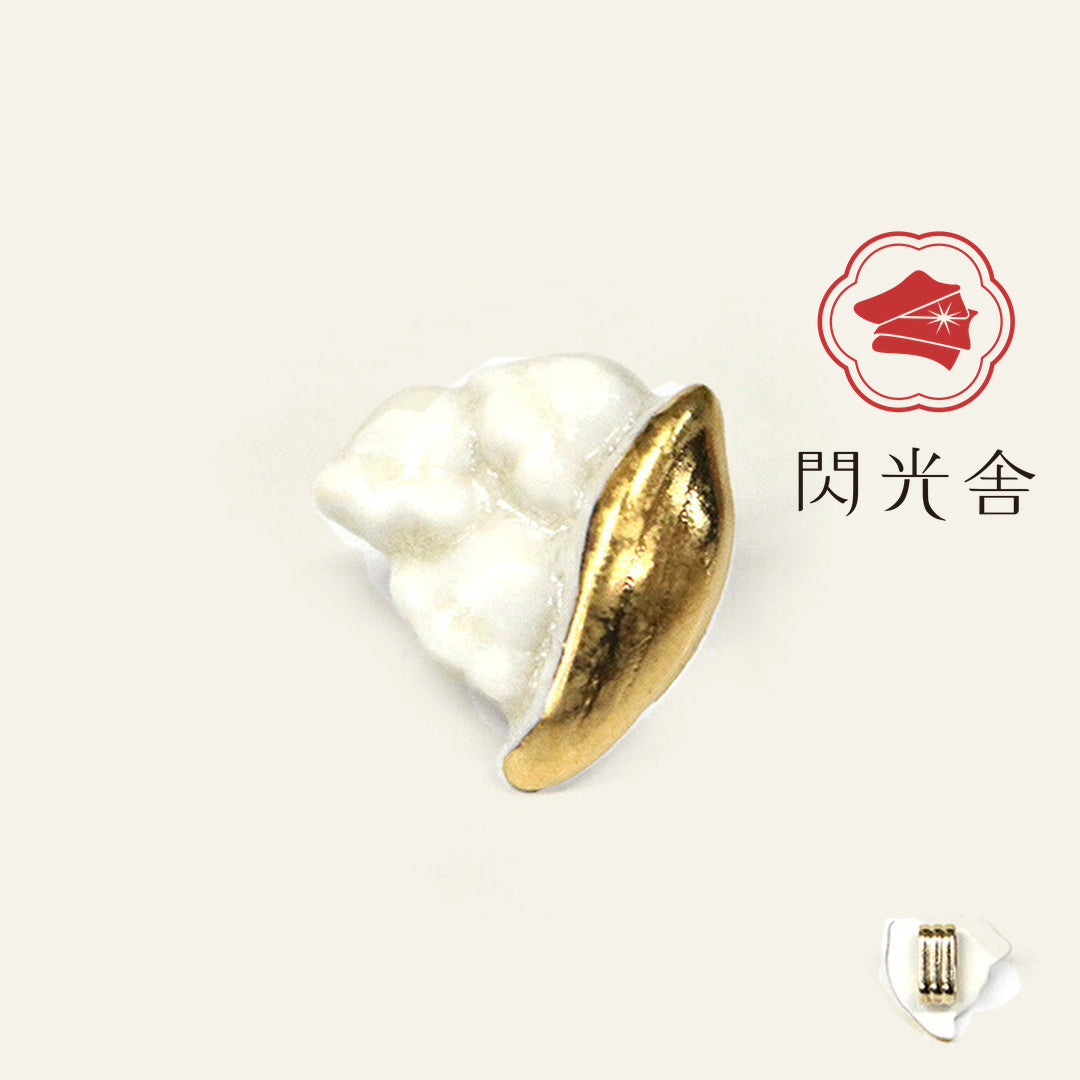 七窯社 磁器の帯留め すずらん 金 美濃焼 2410