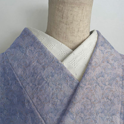 半衿 花七宝のコットンレース 刺繍 白 半襟 洗える エンブロイダリー 市松