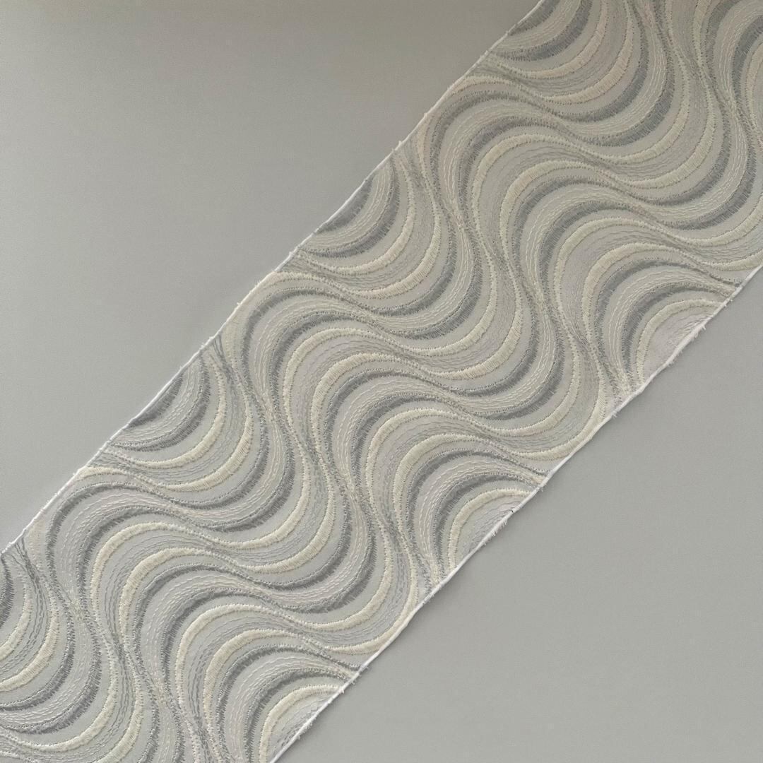 【七緒掲載商品】半衿 流水の銀刺繍 コットンレース 流水 たてわく 立湧 立涌 半襟 白 洗える