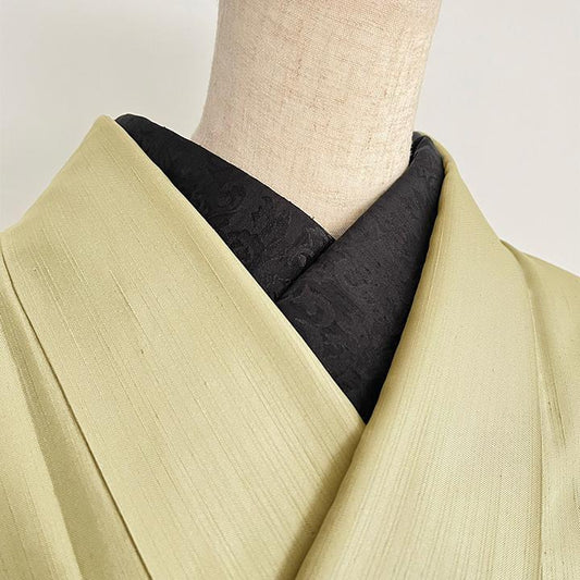 ダマスクの紋織 黒鶫(くろつぐみ) 半衿 ハンドメイド半襟 ブラック ボタニカル