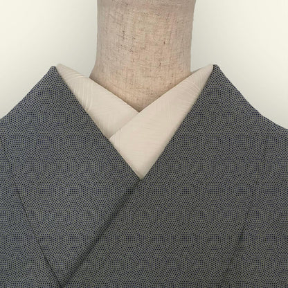 半衿 正絹 丹後ちりめん 荒波 紋織 半襟 縮緬 オフ白 波文 成人式 生成り