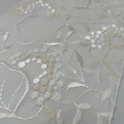 半衿 白実の万両 刺繍 コットンレース オフ白 半襟 洗える エンブロイダリー