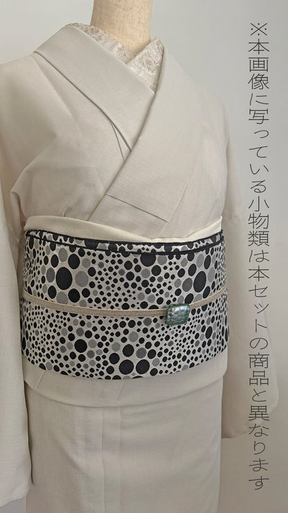【数量限定】夏着物5点セット セオアルファ色無地【白鼠】 Lサイズ