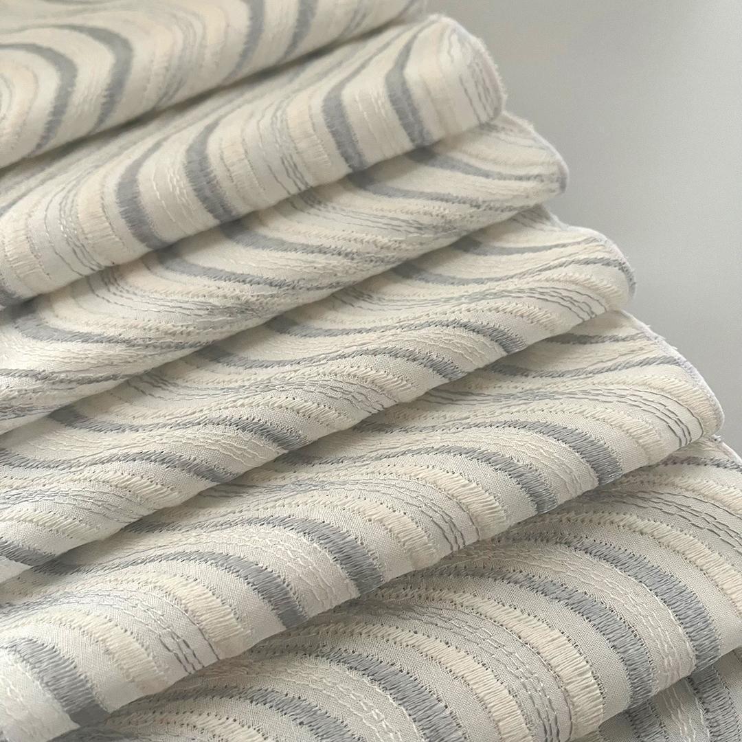 【七緒掲載商品】半衿 流水の銀刺繍 コットンレース 流水 たてわく 立湧 立涌 半襟 白 洗える