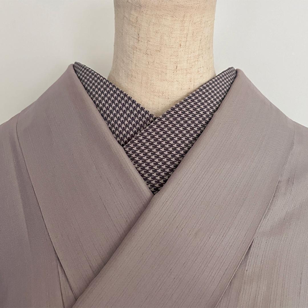半衿 モーブの千鳥格子 半襟 薄紫 ユニセックス 洗える カジュアル