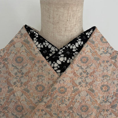 半衿 フラワーメダリオンのブラックレース 黒 花 半襟 ゴシック 成人式 前撮り