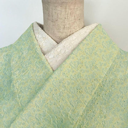 半衿 花の刺繍のコットンレース エクリュ オフ白にキナリ 半襟 洗える 綿レース