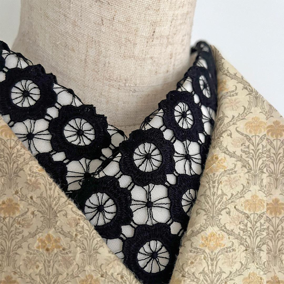 半衿 クッキーフラワー ブラックレース 黒 半襟 花 かわいい 成人式 前撮り