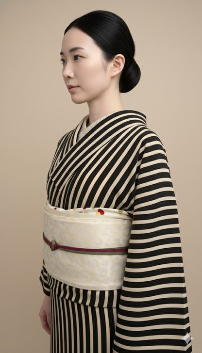 半幅帯 【サヴァンナ・ムーン】 兵児帯 大人のへこ帯 リバーシブル 白 ラメ