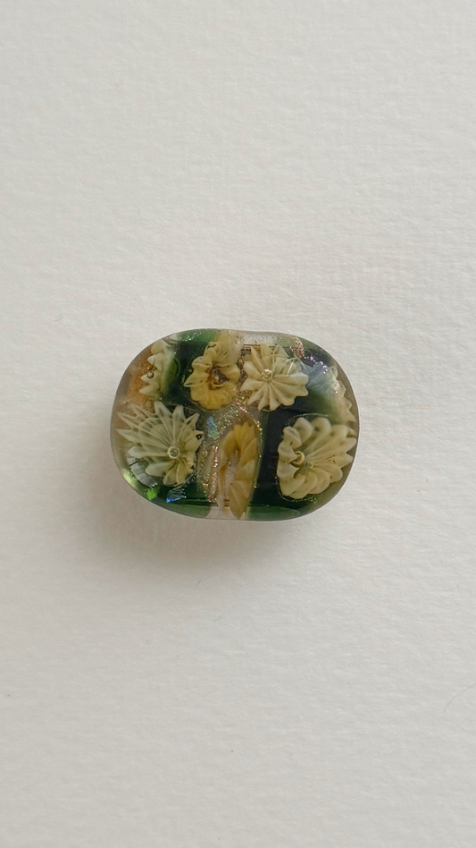 閃光舎 ガラスの帯留め 水中花 緑 2287