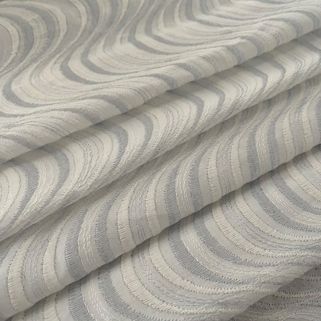 単衣着物 流線の銀刺繍 コットンレース 流水 たてわく 立湧 立涌 きもの