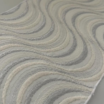 単衣着物 流線の銀刺繍 コットンレース 流水 たてわく 立湧 立涌 きもの