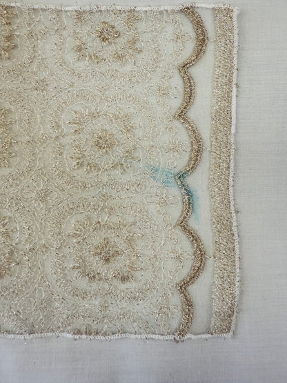 【訳あり】半衿 雪華の刺繍 レース半襟 シャンパン かわいい 金糸 オールシーズン 夏も