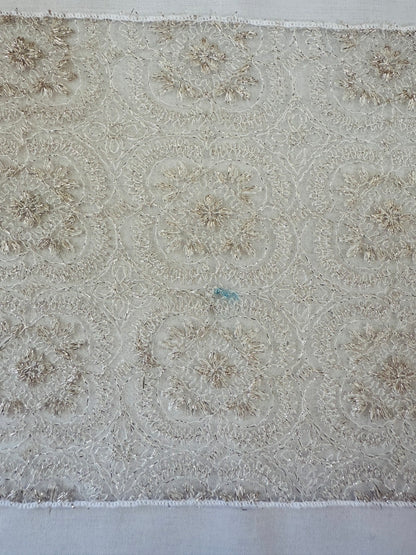 【訳あり】半衿 雪華の刺繍 レース半襟 シャンパン かわいい 金糸 オールシーズン 夏も