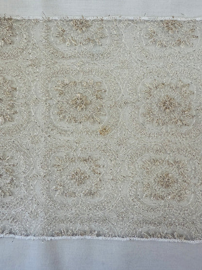 【訳あり】半衿 雪華の刺繍 レース半襟 シャンパン かわいい 金糸 オールシーズン 夏も