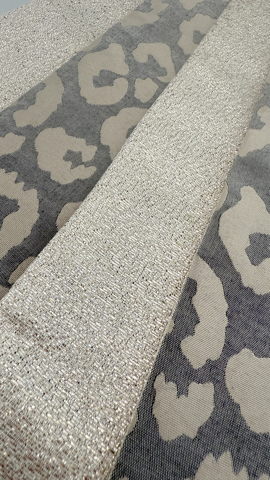 半幅帯 【サヴァンナ・ドューン】 兵児帯 大人のへこ帯 リバーシブル グレージュ ラメ グリッター