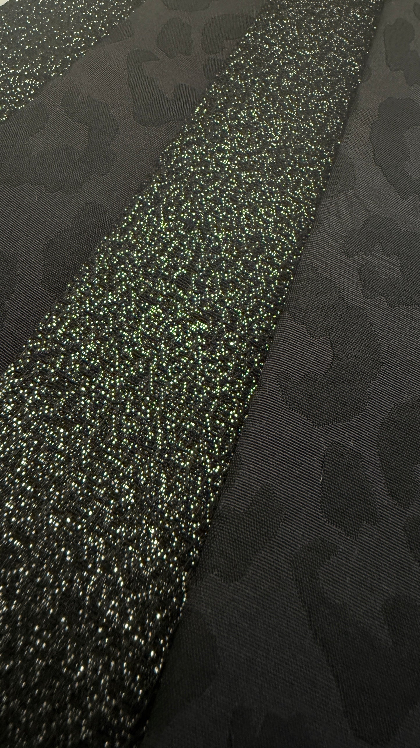 半幅帯 【サヴァンナ・ナイト】 兵児帯 大人のへこ帯 リバーシブル 黒 ラメ グリッター きらきら