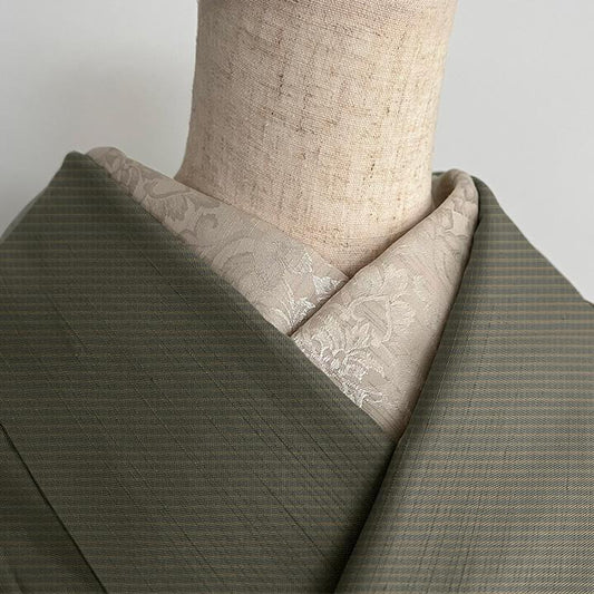 ダマスクの紋織 白橡 半衿 ハンドメイド半襟 ボタニカル ベージュ エクリュ