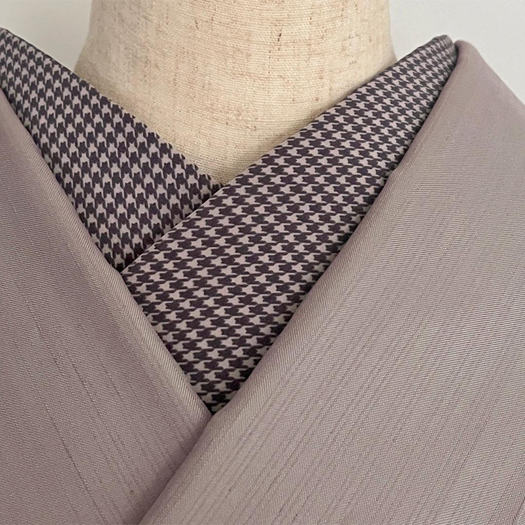 半衿 モーブの千鳥格子 半襟 薄紫 ユニセックス 洗える カジュアル