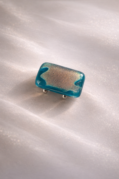 閃光舎 ガラスの帯留め スクエア ターコイズ 水色 ピンク 黄色 2265
