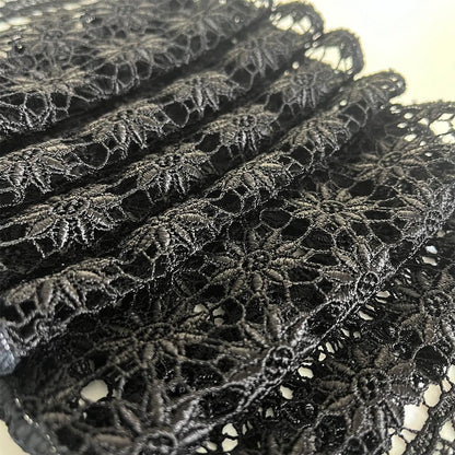 半衿 フラワーメダリオンのブラックレース 黒 花 半襟 ゴシック 成人式 前撮り