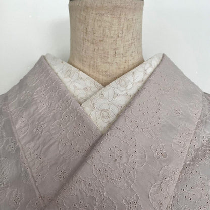 半衿 カメリア刺繍 コットンレース 半襟 キナリ 花 エクリュ エンブロイダリー