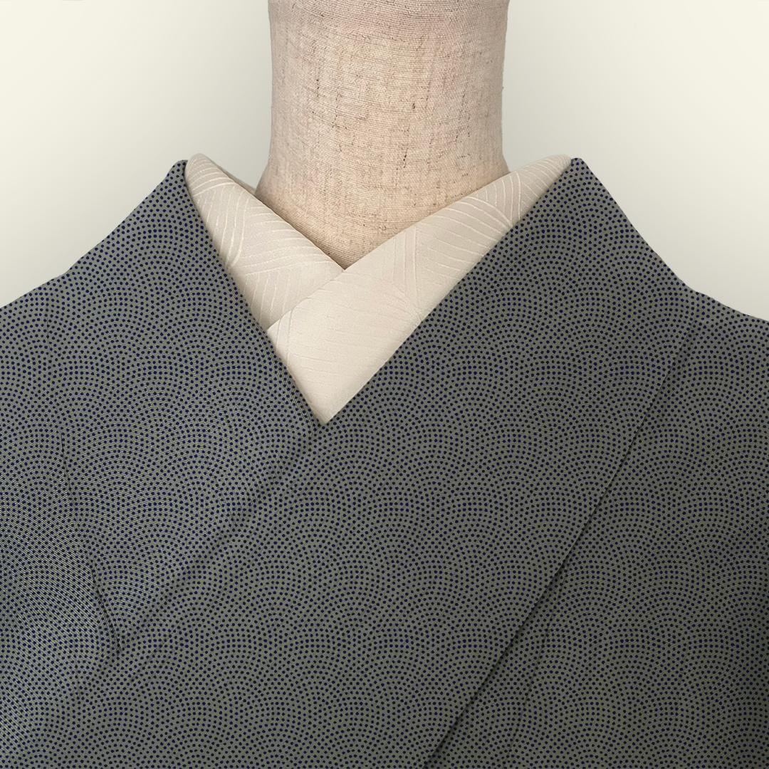 半衿 正絹 丹後ちりめん 荒波 紋織 半襟 縮緬 オフ白 波文 成人式 生成り
