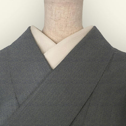 半衿 正絹 丹後ちりめん 荒波 紋織 半襟 縮緬 オフ白 波文 成人式 生成り