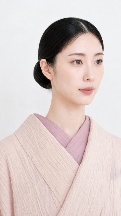 半衿 小千谷縮 夏 【薄桃】半襟 本麻 本場小千谷縮 ちぢみ