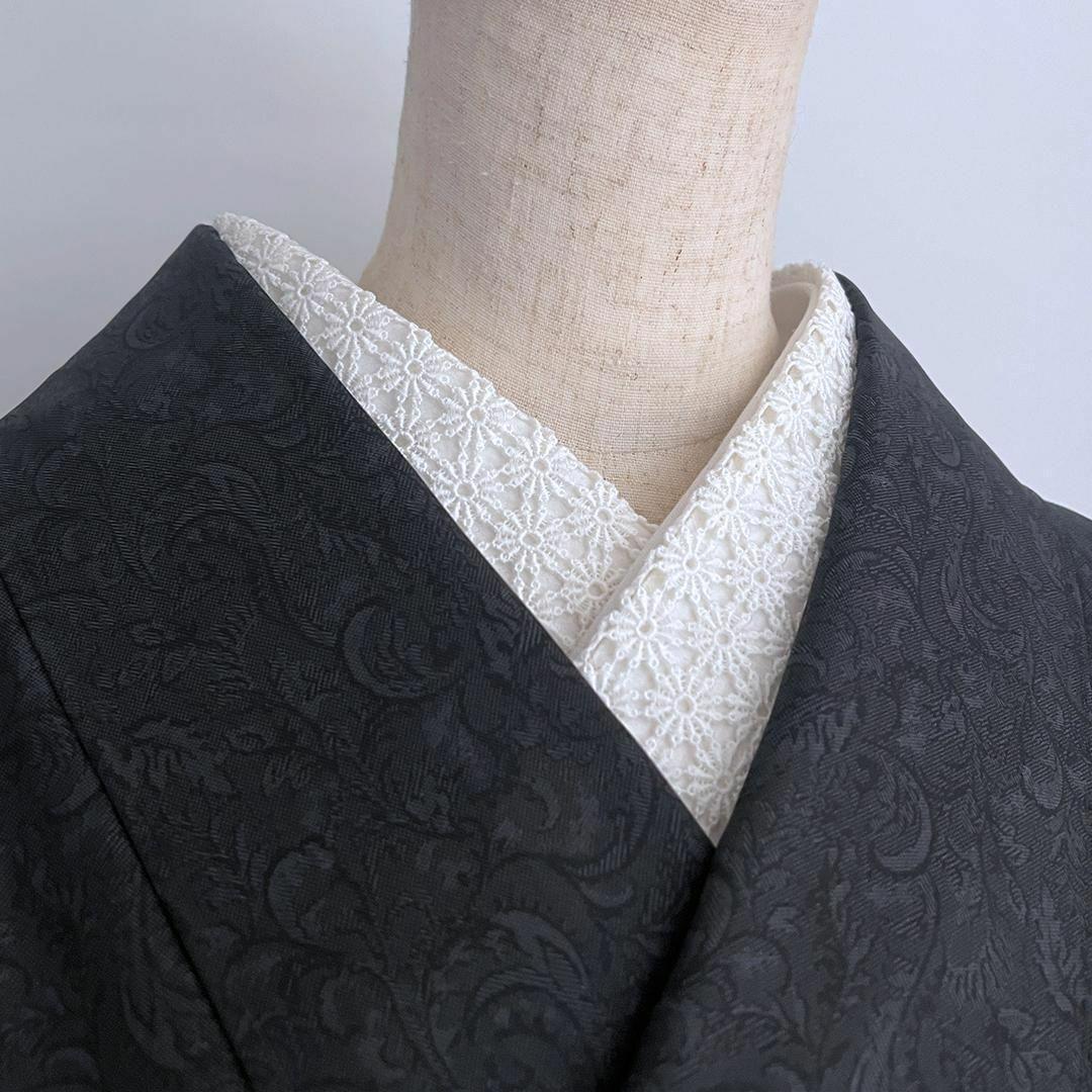 着物 袷 唐草 墨黒 オリジナルきもの 色無地風 ポリエステル 洗える
