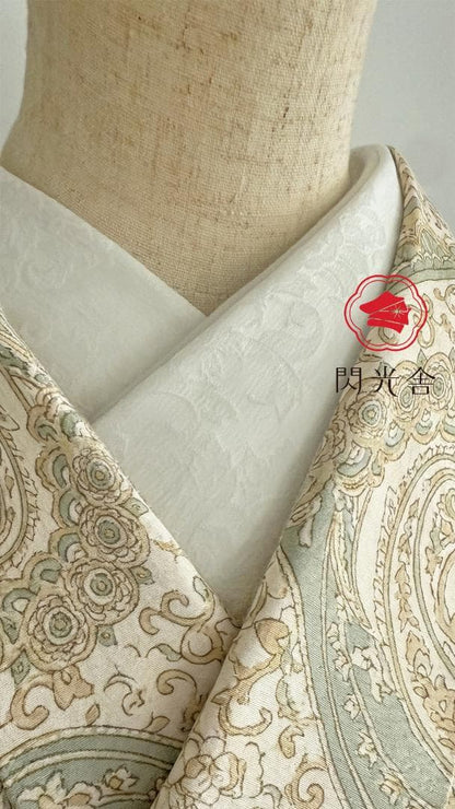 半衿 ダマスクの紋織 繭白(まゆしろ) 半襟 ホワイト ボタニカル