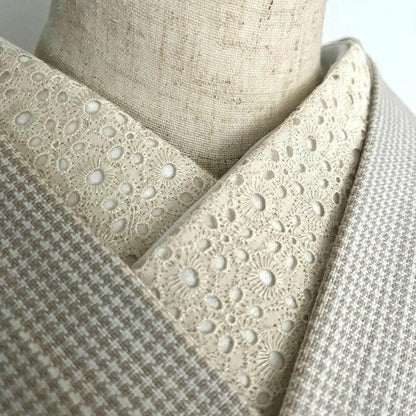 半衿 クロシェ風 コットンレース 半襟 キナリ エクリュ アイボリー 刺繍