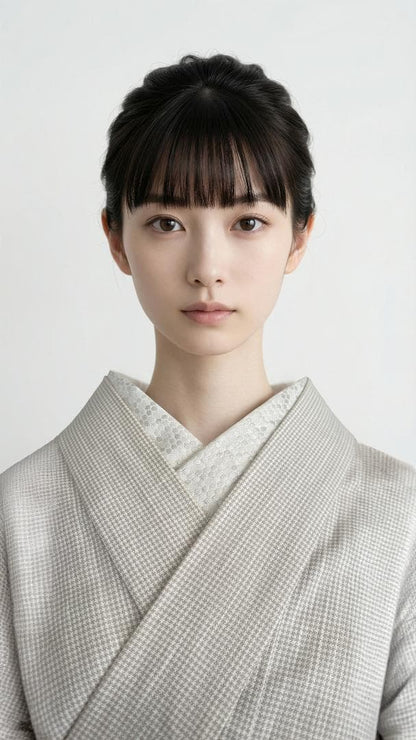 半衿 ビーハイブ プラチナホワイト 白銀 ハニカム 紋織り モダン クール