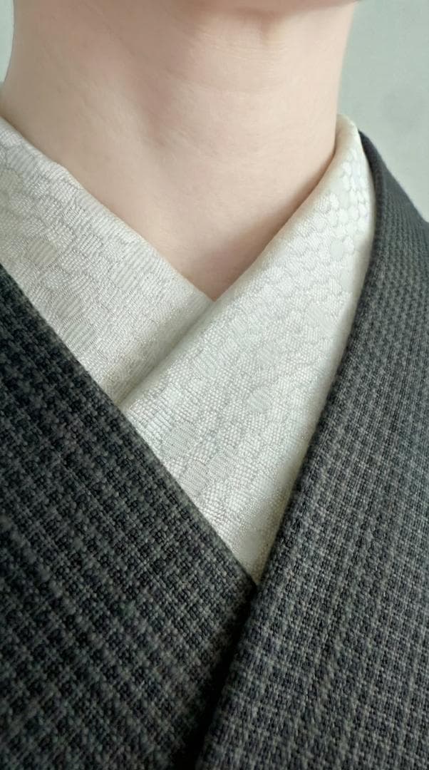 半衿 ビーハイブ プラチナホワイト 白銀 ハニカム 紋織り モダン クール