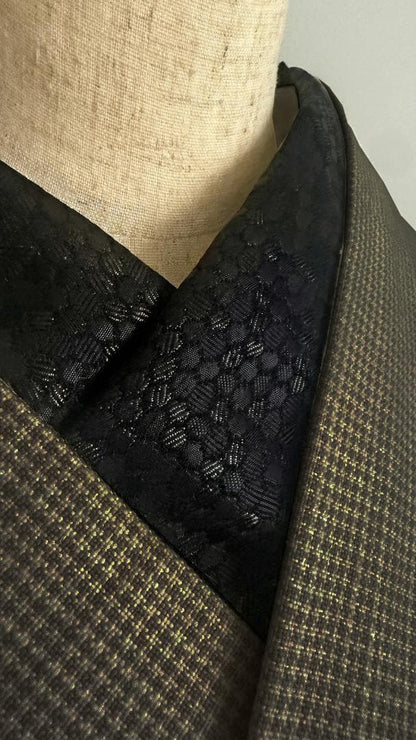 半衿 ビーハイブ オニキスブラック 黒 ハニカム 紋織り モダン リバーシブル