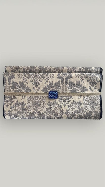 瑠璃色ガラスの帯留め 青 ドット 水玉 2259