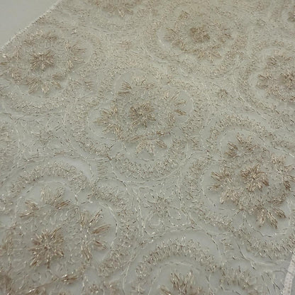 【訳あり】半衿 雪華の刺繍 レース半襟 シャンパン かわいい 金糸 オールシーズン 夏も