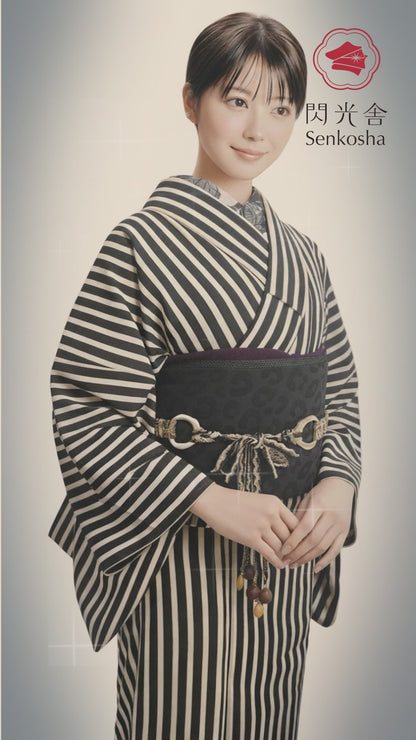 半幅帯 【サヴァンナ・ナイト】 兵児帯 大人のへこ帯 リバーシブル 黒 ラメ グリッター きらきら