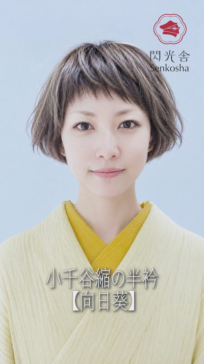 半衿 小千谷縮 夏 【向日葵】半襟 本麻 本場小千谷縮 ちぢみ